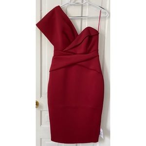 One shoulder pencil midi dress